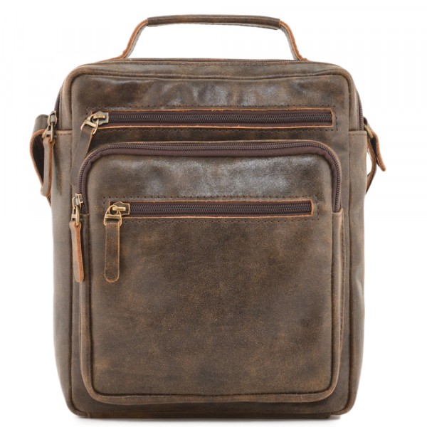  Мужская кожаная сумка "Гектор" (коричневая наппа). фото 1