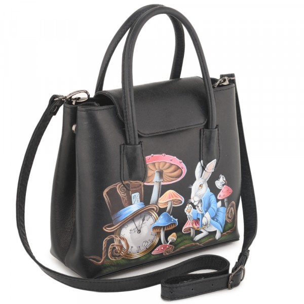 Женская кожаная сумка "Ванесса" "Алиса в стране чудес". фото 1