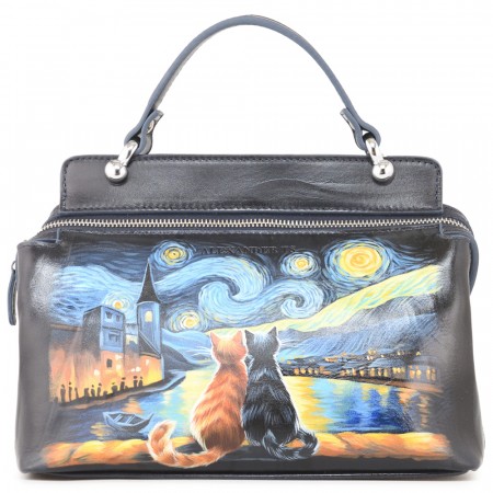 Женская кожаная сумка "Орнелла" "Коты Ван Гог"