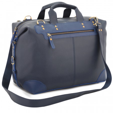 Кожаная дорожная сумка "Сити" (синий)