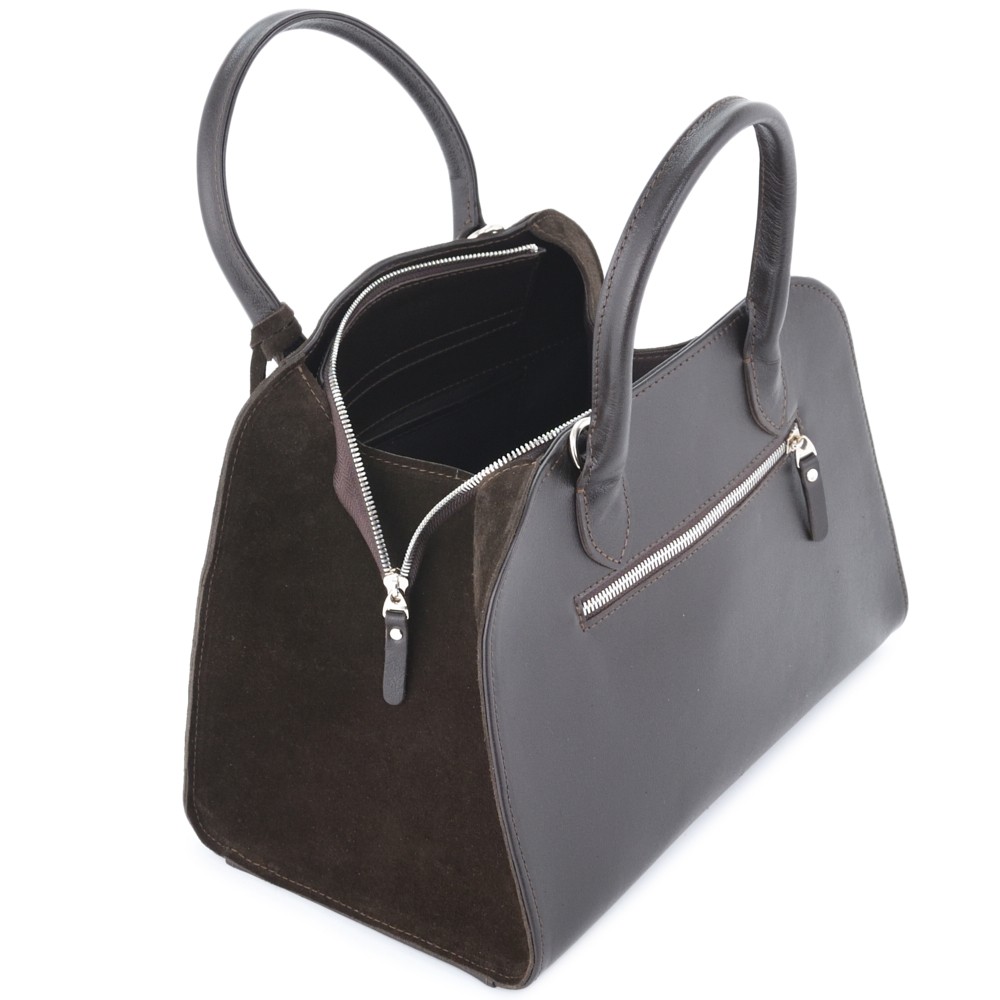 Женская кожаная сумка "Вирджиния" (темно-коричневый)