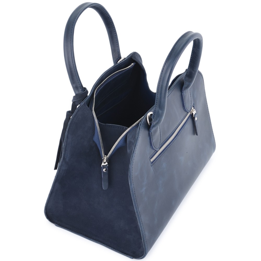 Женская кожаная сумка "Вирджиния" (синяя)