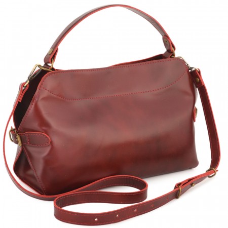 Женская кожаная сумка "Анталия" с косметичкой (вишня)