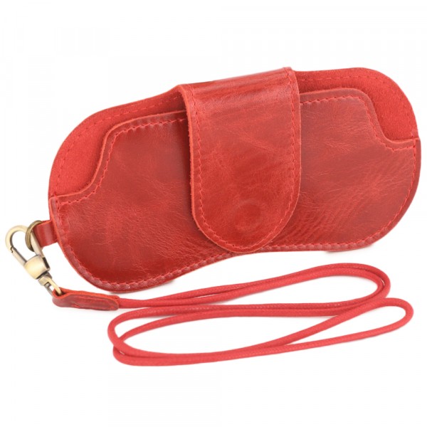 Кожаный чехол для очков "Бразилия" (глянец красный) . фото 1