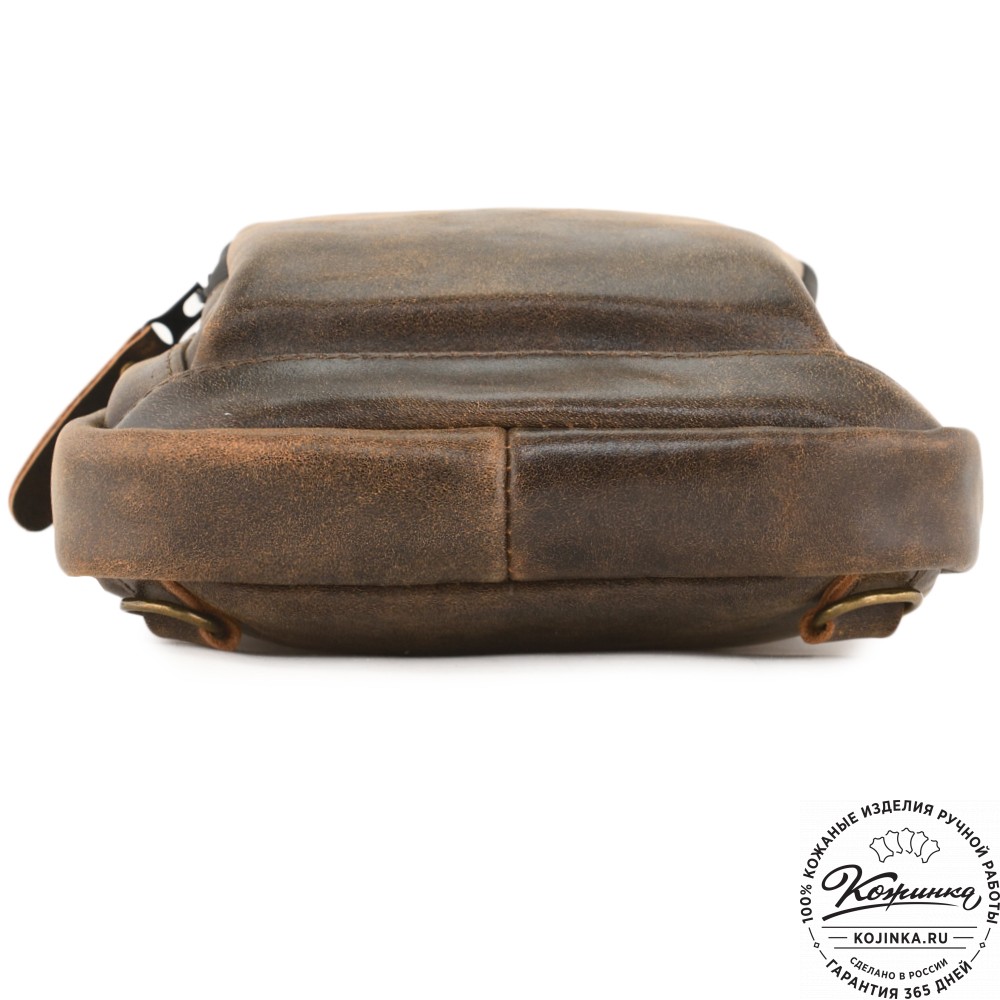 Кожаная сумка на грудь "Вульф" (коричневая наппа)