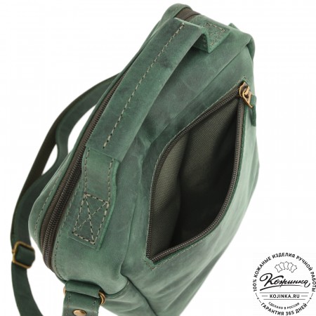  Мужская кожаная сумка "Гектор" (изумруд крейзи)