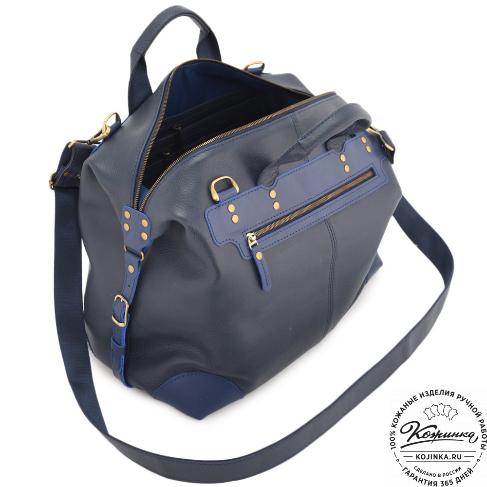 Кожаная дорожная сумка "Сити" (синий)