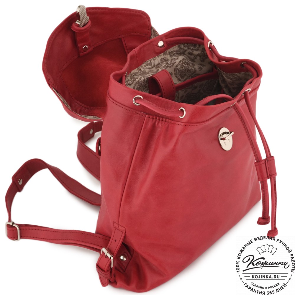  Женский кожаный рюкзак "Паулина" (малина) 