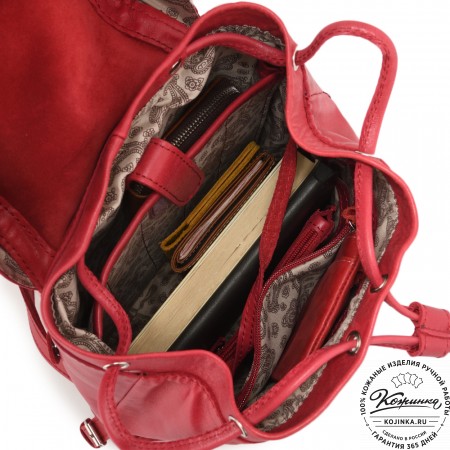  Женский кожаный рюкзак "Паулина" (малина) 