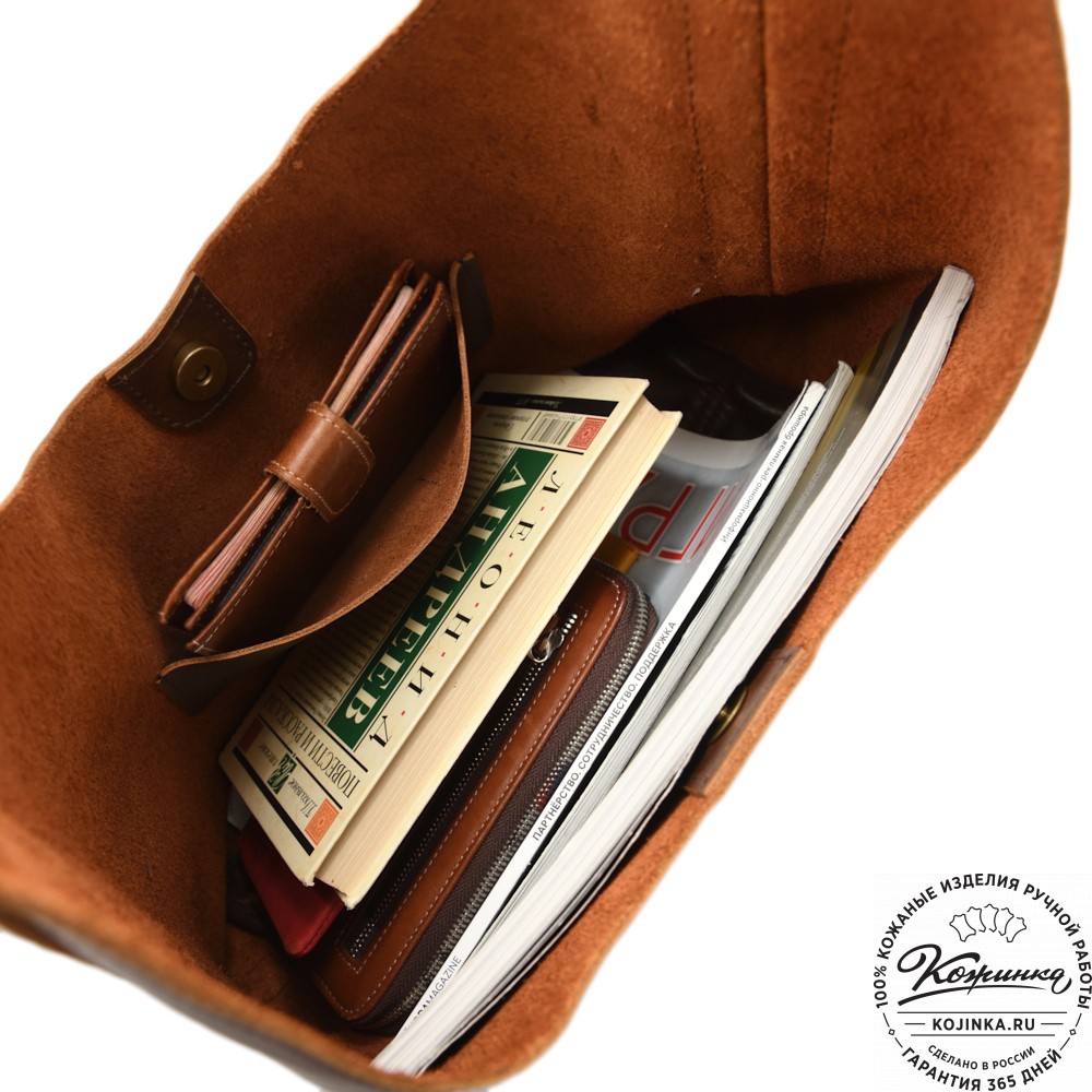 Женская кожаная сумка-шоппер "Ямайка" (коричневая) 