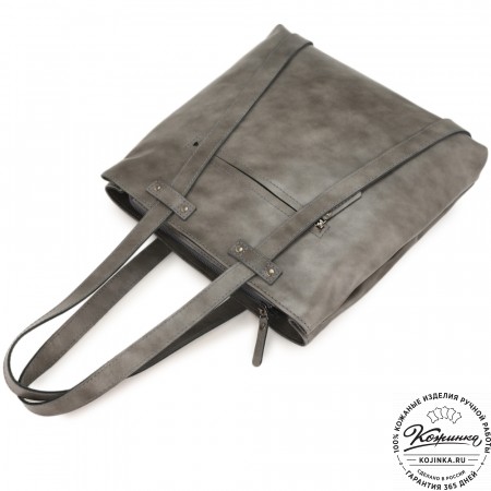 Кожаная сумка-рюкзак "Ривьера" (серая)