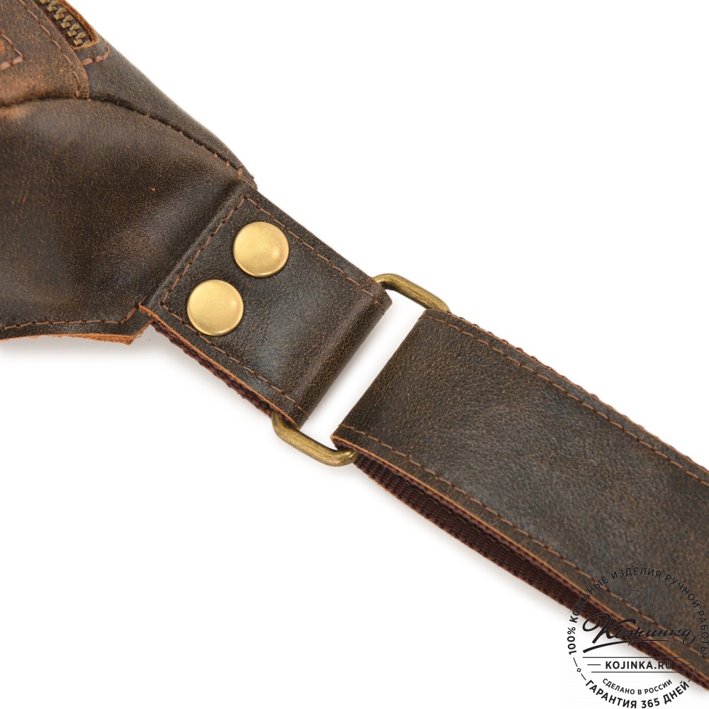 Кожаная сумка на пояс "Марио" (коричневая наппа)