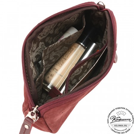  Кожаный клатч "Марта" (нубук вишня)