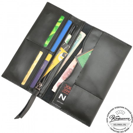 Кожаное портмоне Санкт-Петербург (черное гладкое)