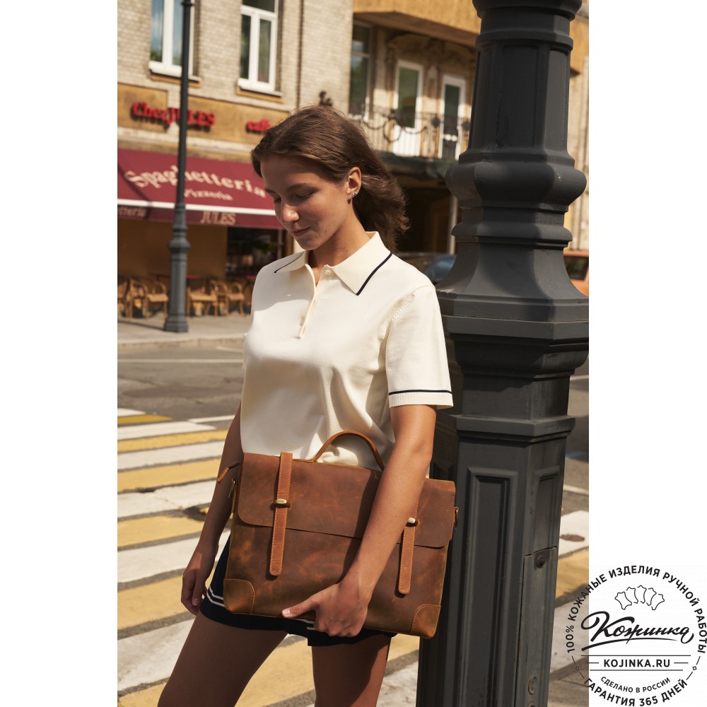  Кожаный портфель "Англетер" (рыжий крейзи)