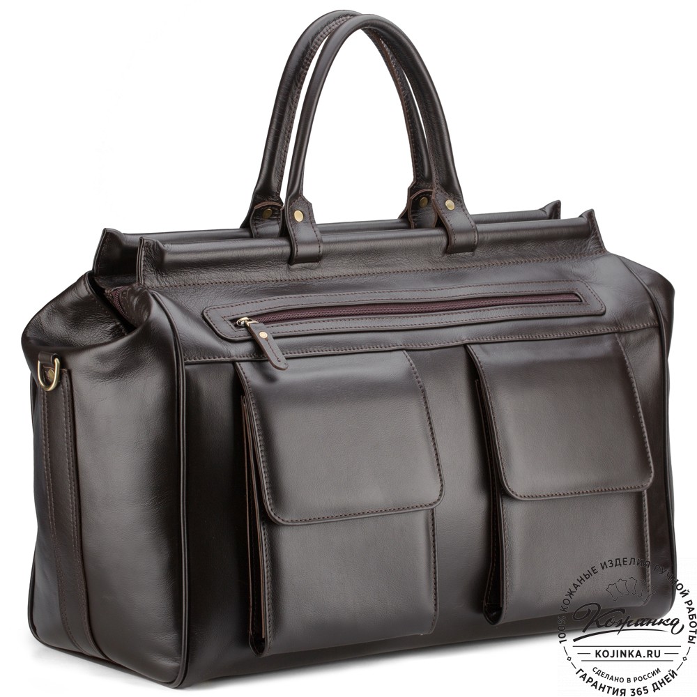 Кожаный дорожный саквояж "Бранденбург" (тёмно-коричневый)
