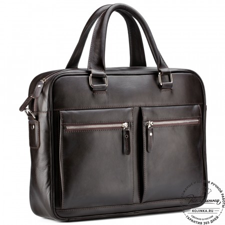 Кожаная деловая сумка "Гофман" (коричневая) 