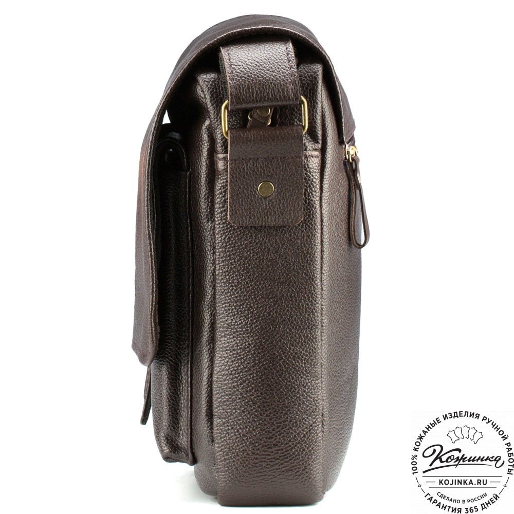 Кожаная сумка через плечо "Алекс" (тёмно-коричневая) 