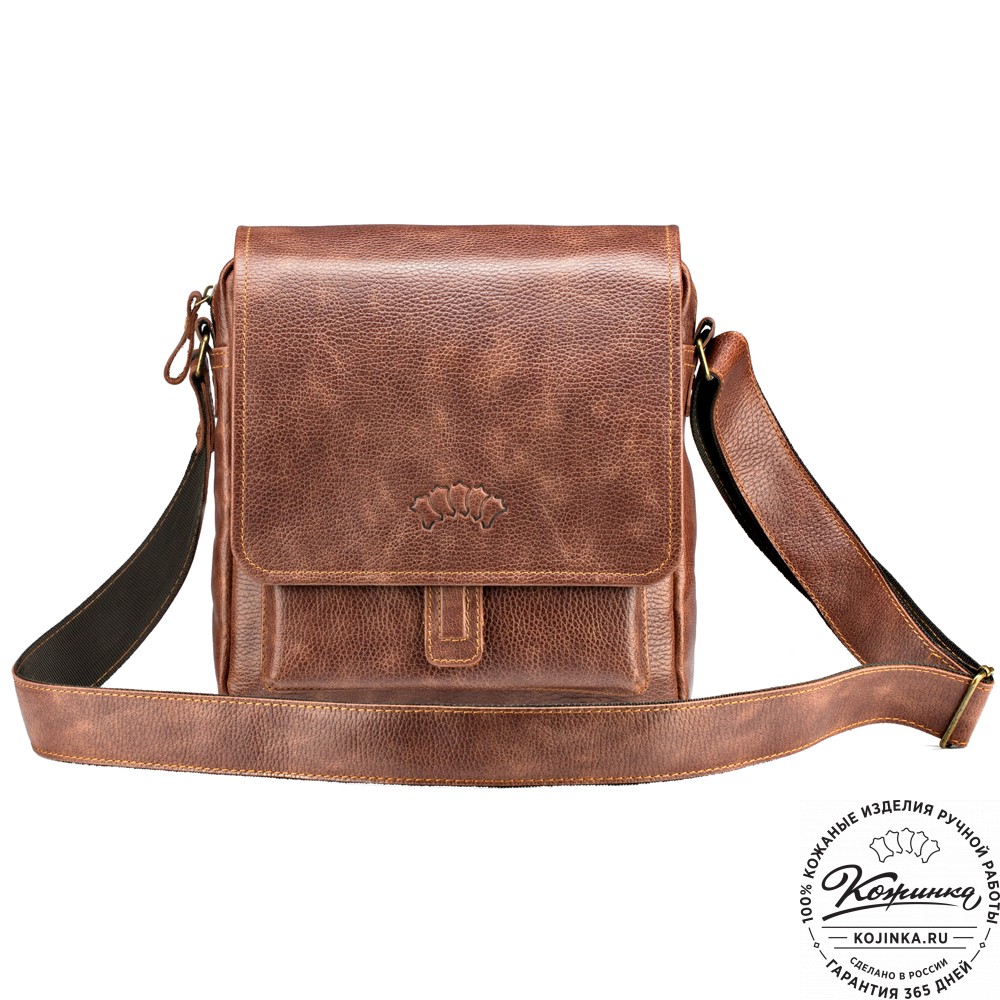 Кожаная сумка через плечо "Алекс" (светло-коричневая) 