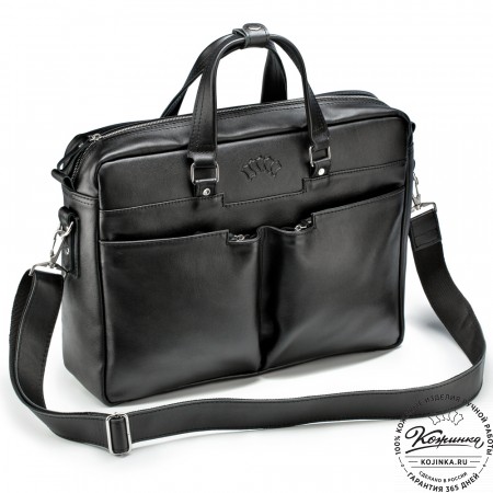 Кожаная деловая сумка "Хантер" (чёрная)
