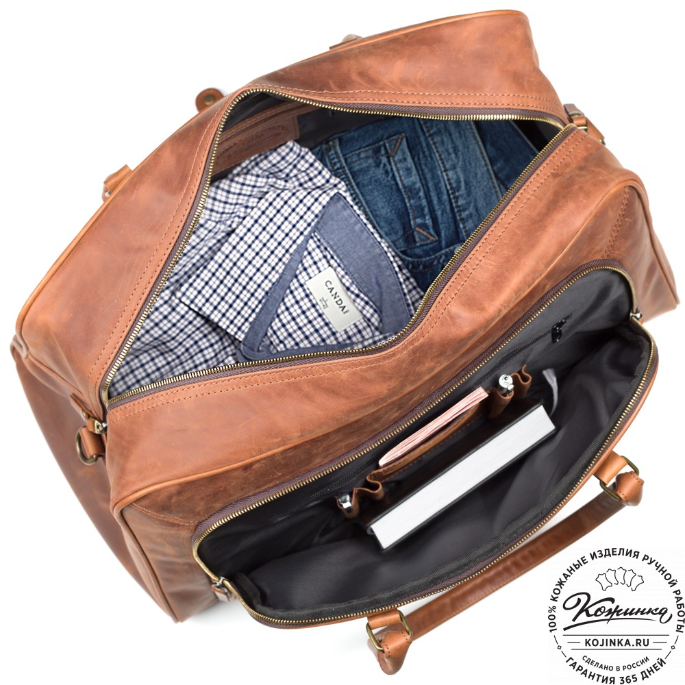 Кожаная дорожная сумка "Бруклин" (коричневый крейзи)