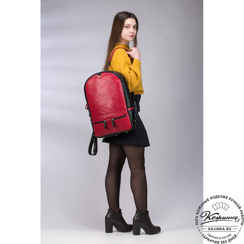 Кожаный рюкзак-трансформер "Покер" (синий) 