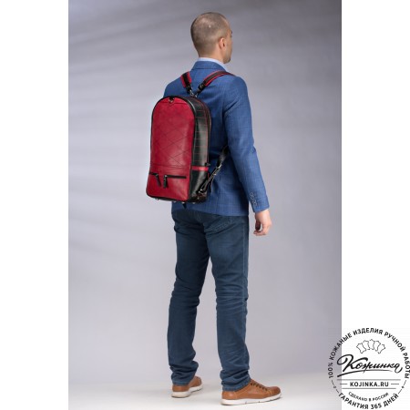 Кожаный рюкзак-трансформер "Покер" (синий) 