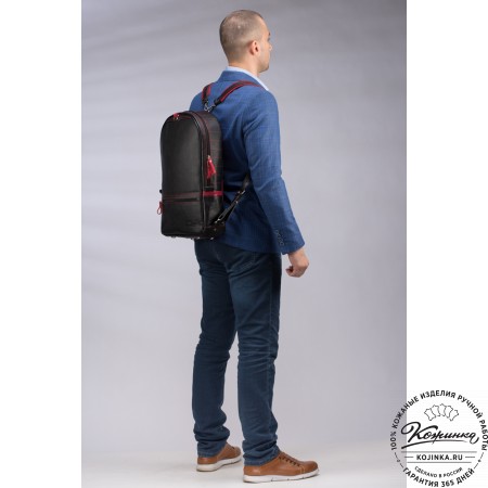 Кожаный рюкзак-трансформер "Покер" (синий) 