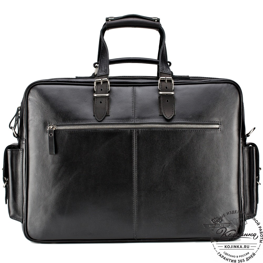 Кожаная деловая сумка для командировок  "Ричард" (чёрная)