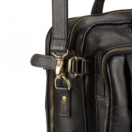 Кожаная сумка-рюкзак "Бигмэн" (черная)