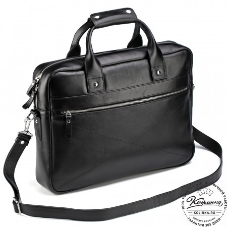 Кожаная деловая сумка "Андерсон" (чёрная) 