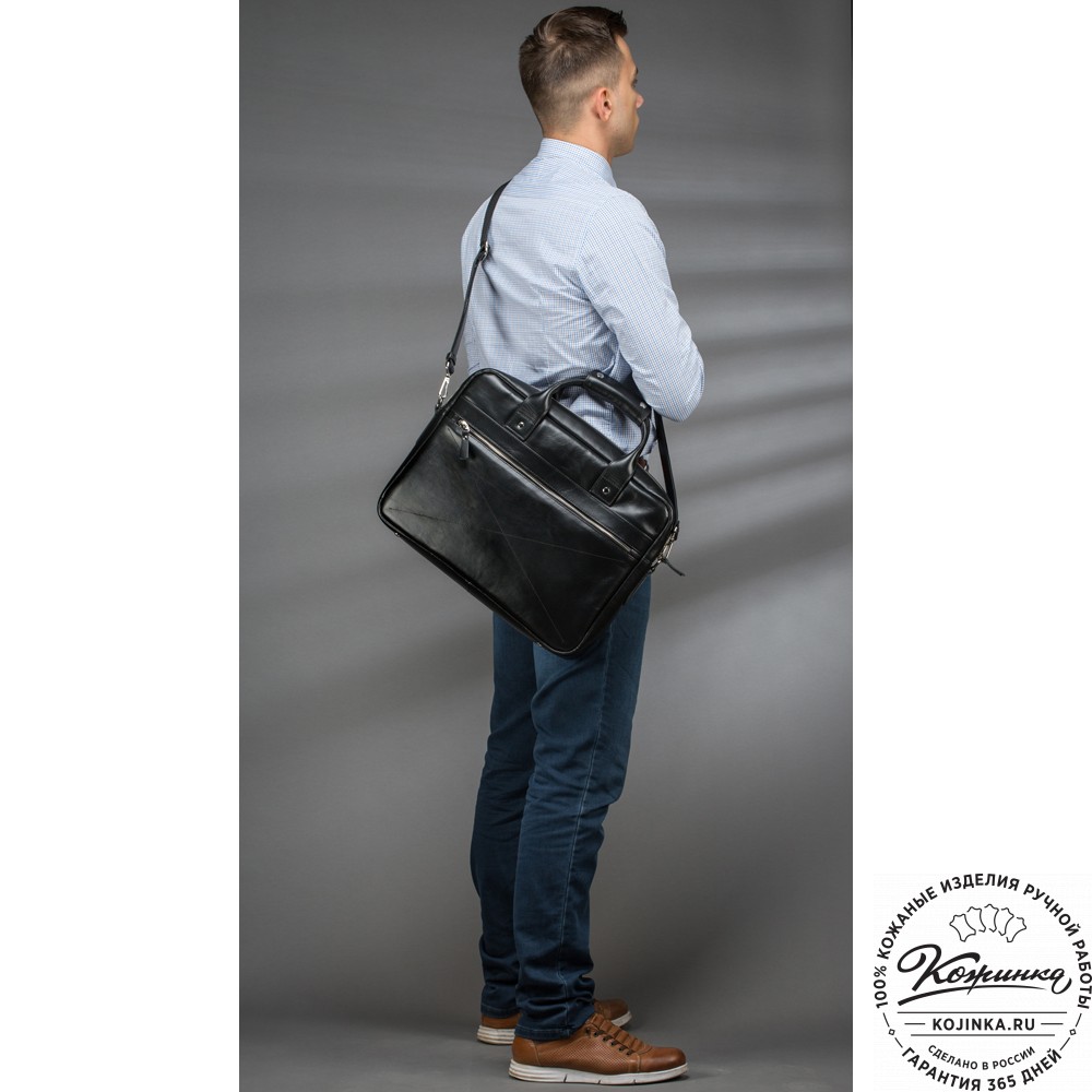 Кожаная деловая сумка "Андерсон" (чёрная) 
