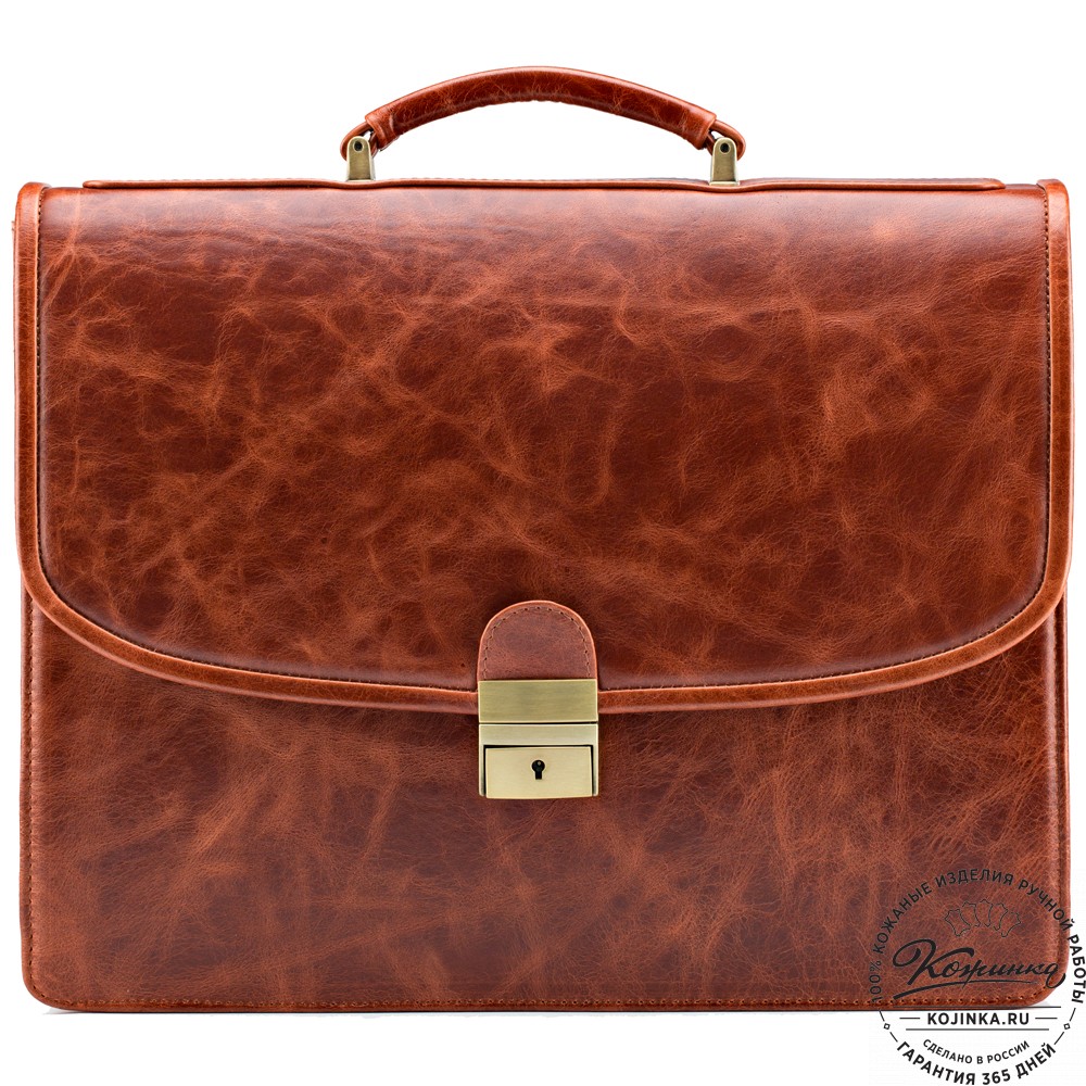 Кожаный портфель "Брест" (рыжий антик)