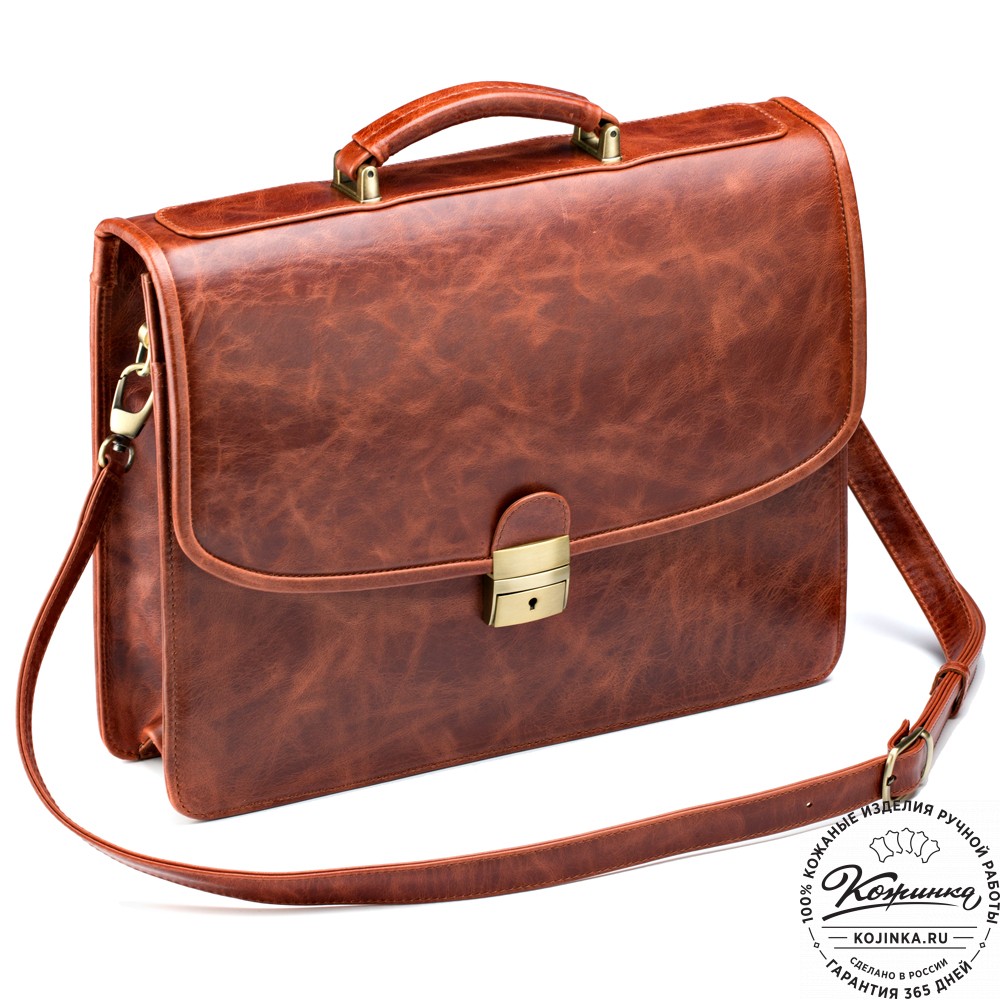 Кожаный портфель "Брест" (рыжий антик)