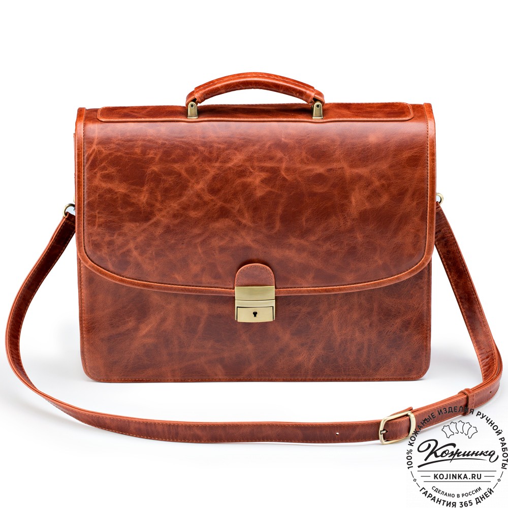 Кожаный портфель "Брест" (рыжий антик)