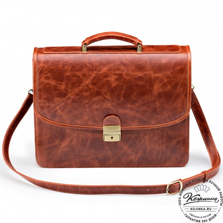 Кожаный портфель "Брест" (рыжий антик)