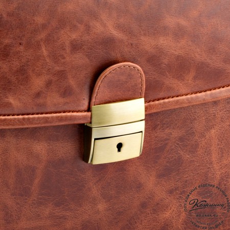 Кожаный портфель "Брест" (рыжий антик)