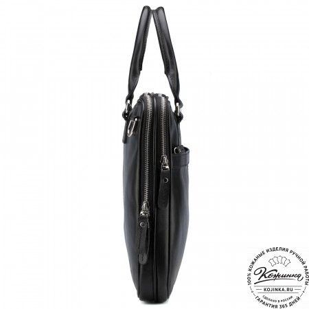 Кожаная деловая сумка "Кларк" (чёрная) 