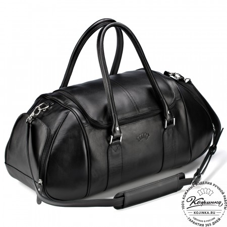 Кожаная дорожно-спортивная сумка "Дональд" (чёрная)
