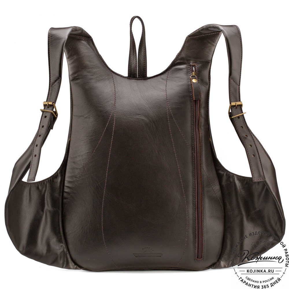 Кожаный рюкзак "Кевин" (тёмно-коричневый) 