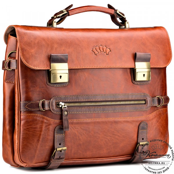 Кожаный портфель "Сталкер" (рыжий антик). фото 1