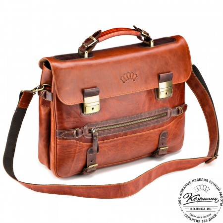 Кожаный портфель "Сталкер" (рыжий антик)
