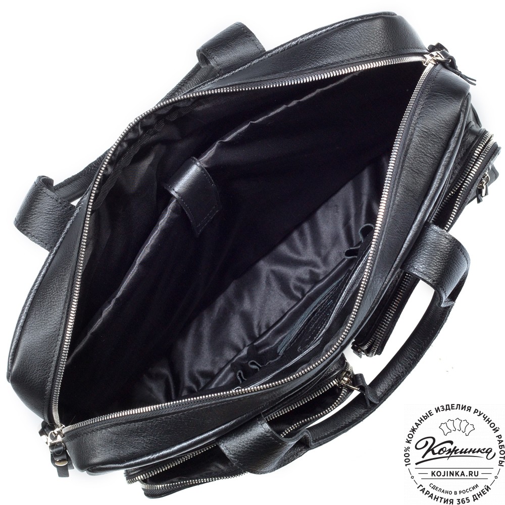 Кожаная деловая сумка "Гильермо" (чёрная) 