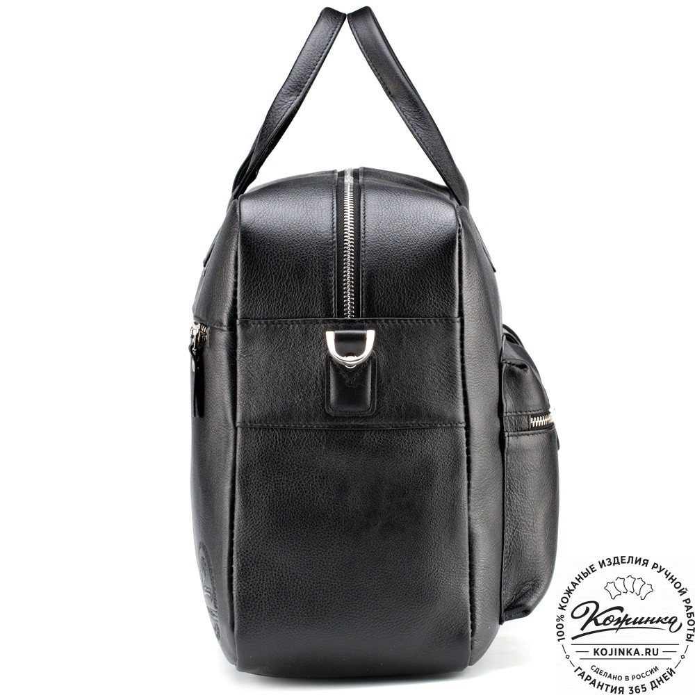 Кожаная деловая сумка "Райли" (чёрная) 