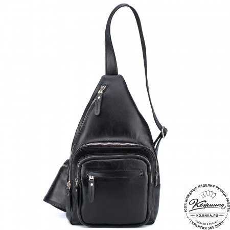 Кожаная нагрудная сумка "Аполлон" (чёрная)