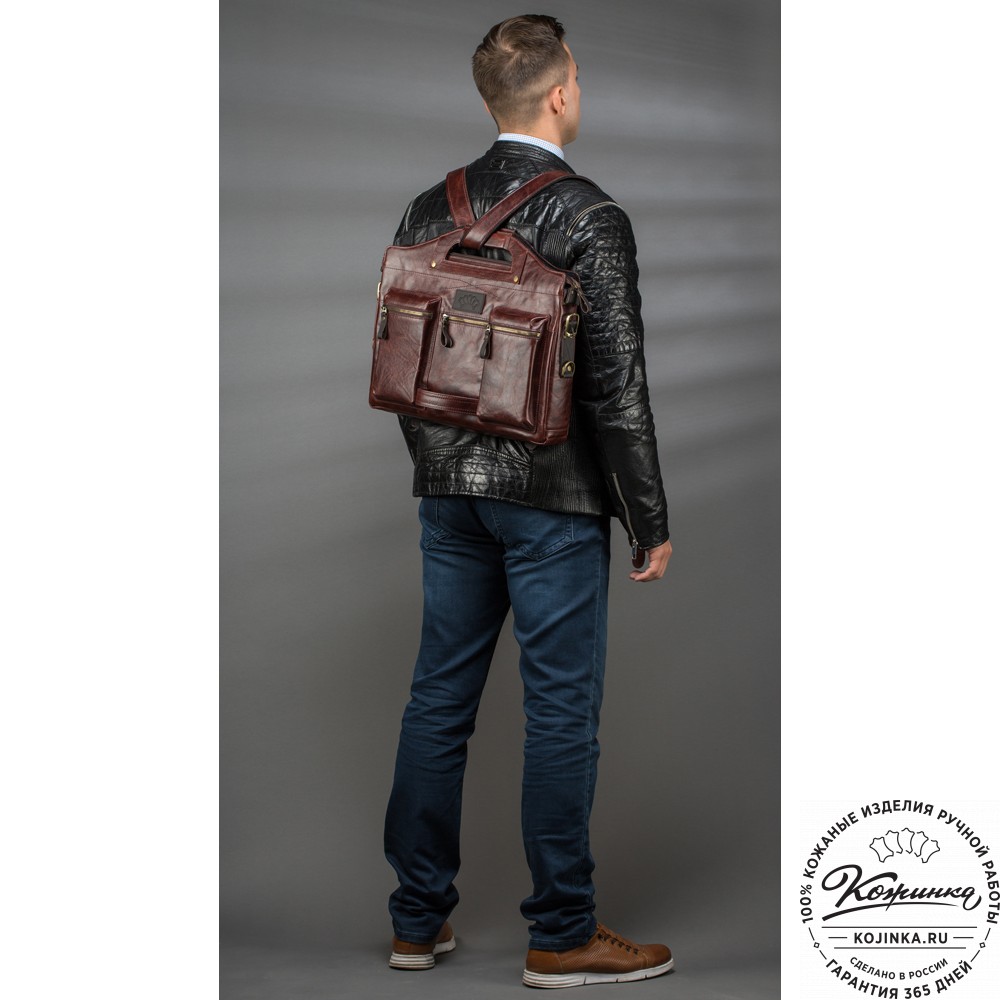 Кожаная деловая сумка "Диего" (черная)