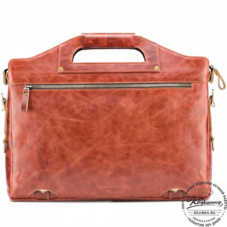 Кожаная деловая сумка "Диего" (рыжий антик)