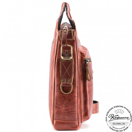 Кожаная деловая сумка "Диего" (рыжий антик)