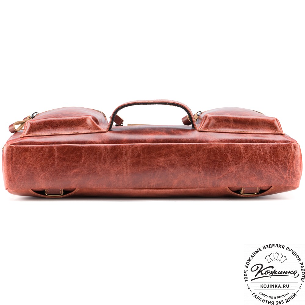 Кожаная деловая сумка "Диего" (рыжий антик)