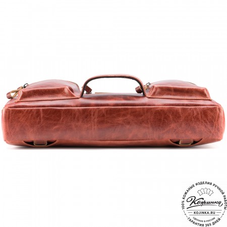 Кожаная деловая сумка "Диего" (рыжий антик)